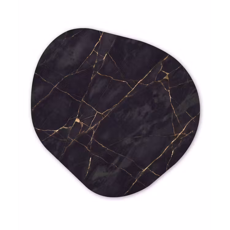 Textuur - Gouden lijnen - Abstract - Modern - Zwart Wandcirkel Organisch Forex 3mm klein -3d
