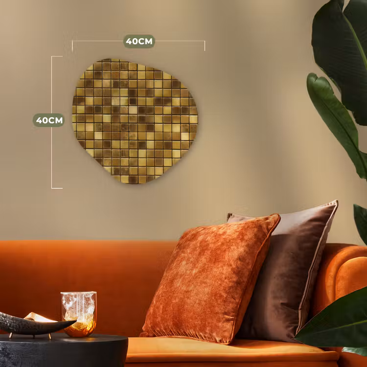 Tegels - Mozaïek - Luxe - Warm Goud Wandcirkel Organisch Forex 3mm klein 629 -sfeer3