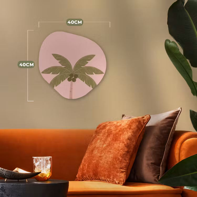 Boom - Palm - Natuur - Illustratie - Roze Wandcirkel Organisch Forex 3mm klein -sfeer3