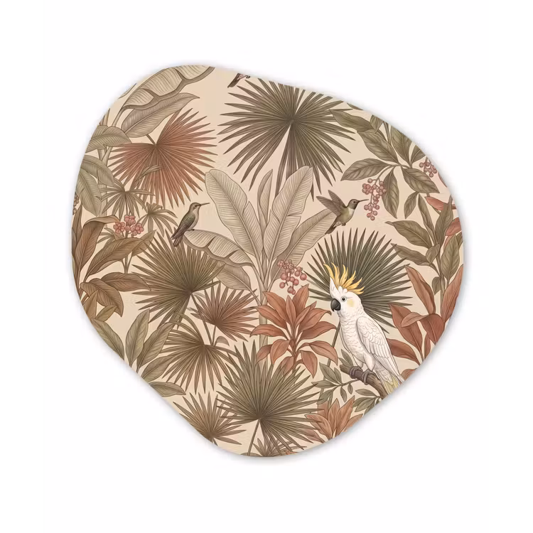 Tropisch - Vogels - Beige Wandcirkel Organisch Forex 3mm klein -3d