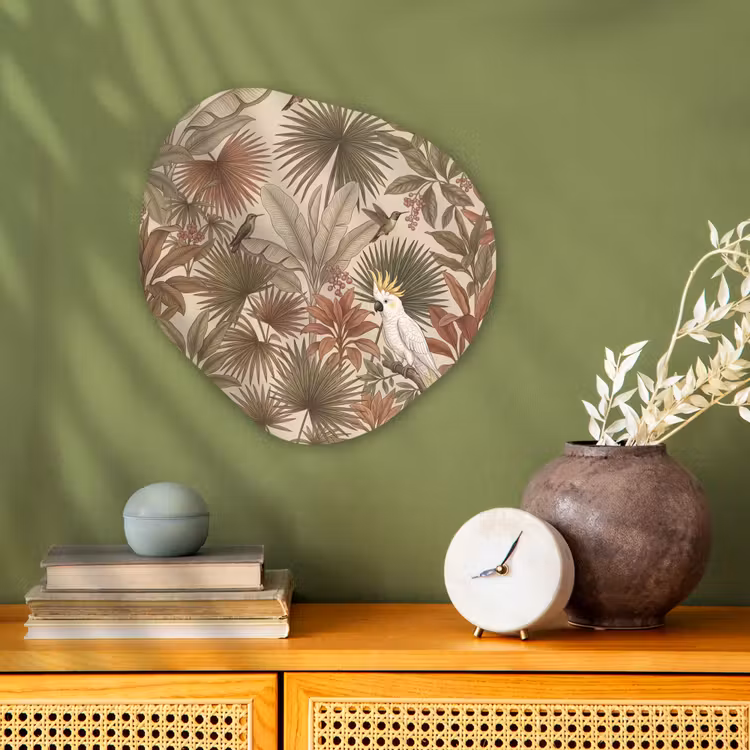 Tropisch - Vogels - Beige Wandcirkel Organisch Forex 3mm klein -sfeer2