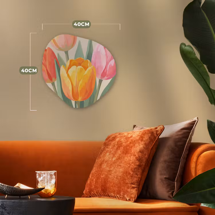 Tulpen - Abstract - Kleurrijk Wandcirkel Organisch Forex 3mm klein -sfeer3