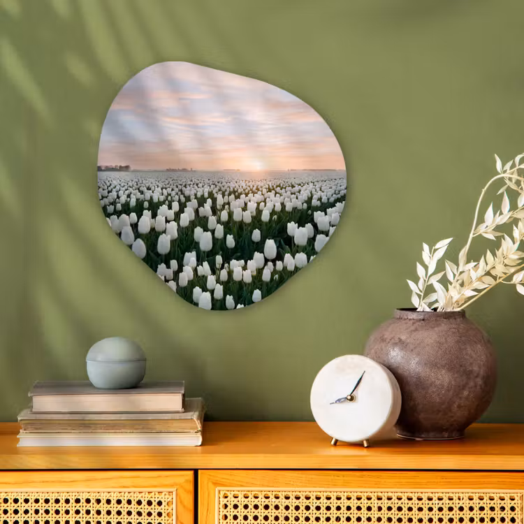 Tulpen - Landschap - Wit Wandcirkel Organisch Forex 3mm klein -sfeer2