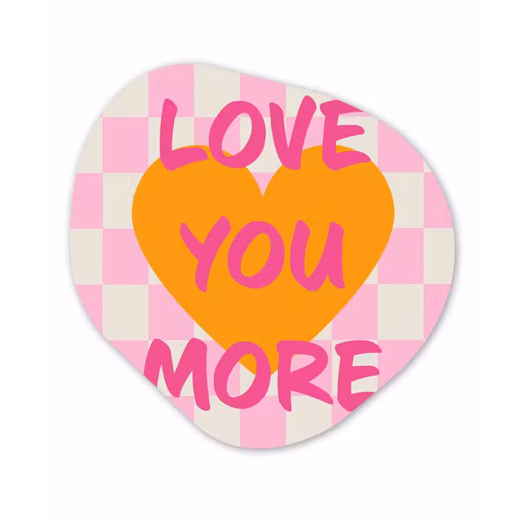 Valentijn - Love - Roze - Oranje Wandcirkel Organisch Forex 3mm klein -3d