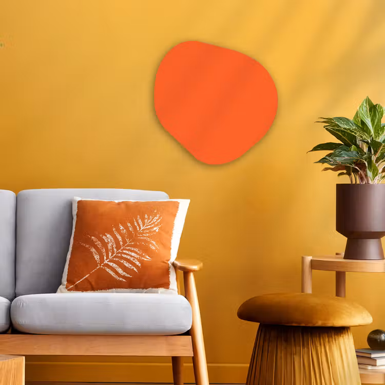 Vivid - Amber - Oranje Wandcirkel Organisch Forex 3mm klein 629 -sfeer4