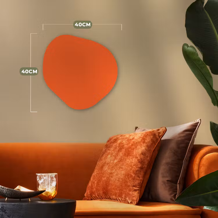 Vivid - Amber - Oranje Wandcirkel Organisch Forex 3mm klein 629 -sfeer3