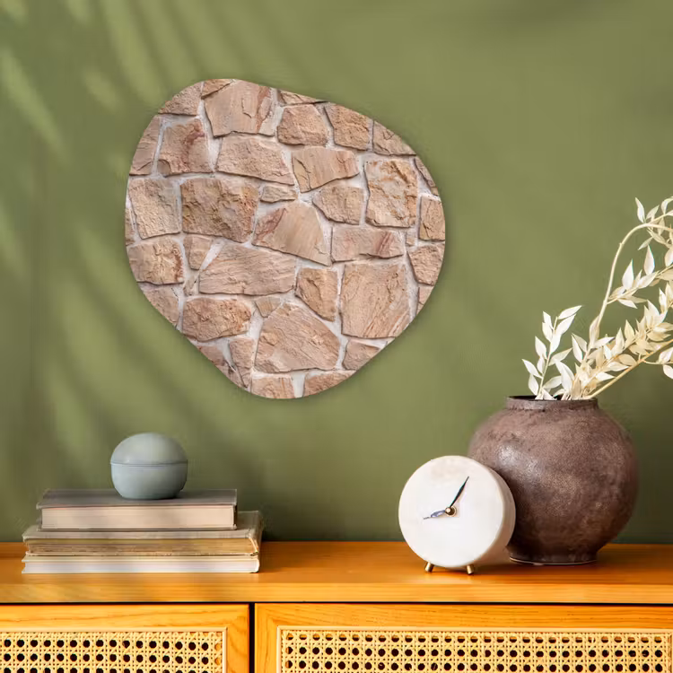 Muur - Steen - Patroon - Rustiek - Beige Wandcirkel Organisch Forex 3mm klein -sfeer2