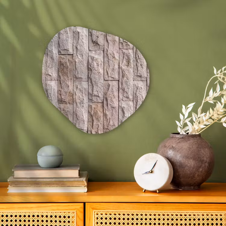 Muur - Steen - Ruw - Beige - Textuur Wandcirkel Organisch Forex 3mm klein -sfeer2