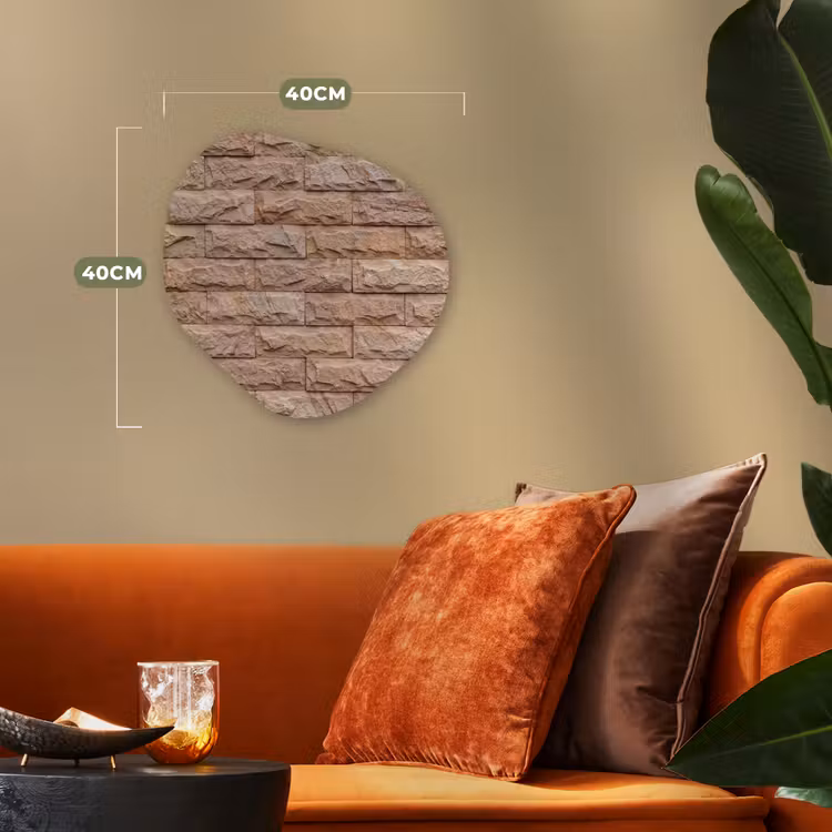 Muur - Steen - Ruw - Textuur - Beige Wandcirkel Organisch Forex 3mm klein -sfeer3