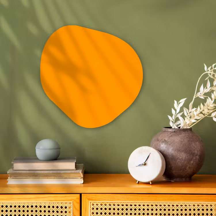 Warm - Ochre - Oranje Wandcirkel Organisch Forex 3mm klein 629 -sfeer2