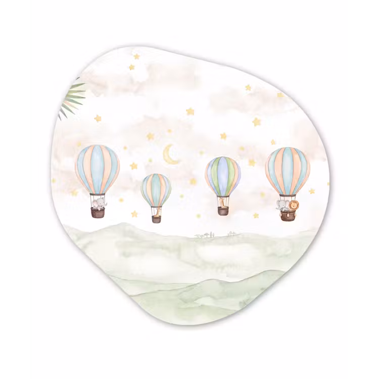 Aquarel - Luchtballonnen - Pastel Wandcirkel Organisch Forex 3mm klein -3d