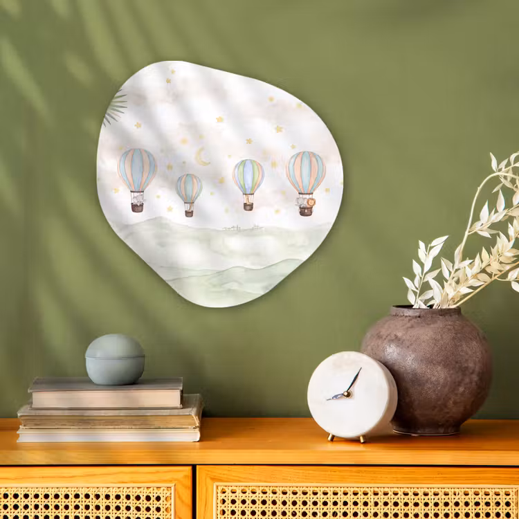Aquarel - Luchtballonnen - Pastel Wandcirkel Organisch Forex 3mm klein -sfeer2