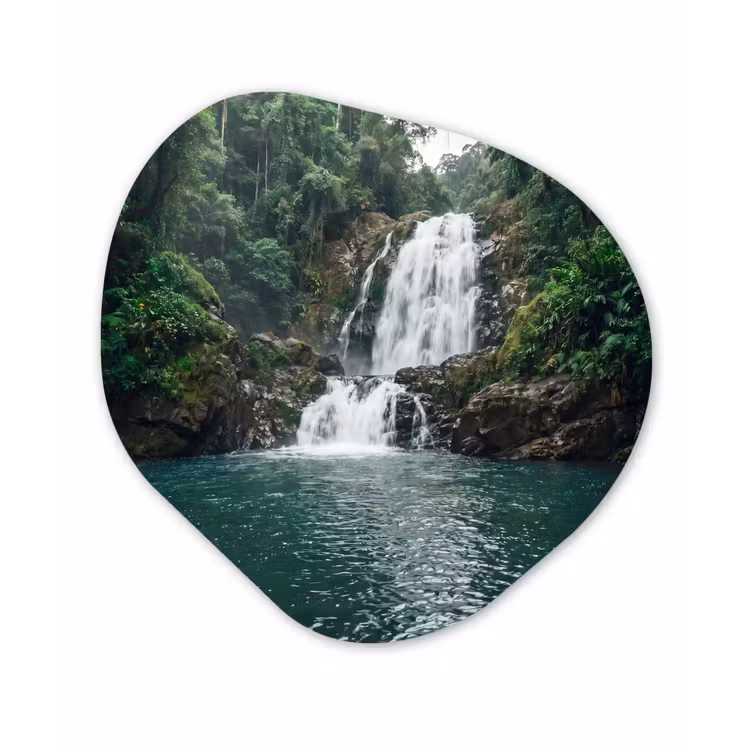 Waterfall - Forest - Nature - Greenkhgyguyg Wandcirkel Organisch Forex 3mm klein -3d