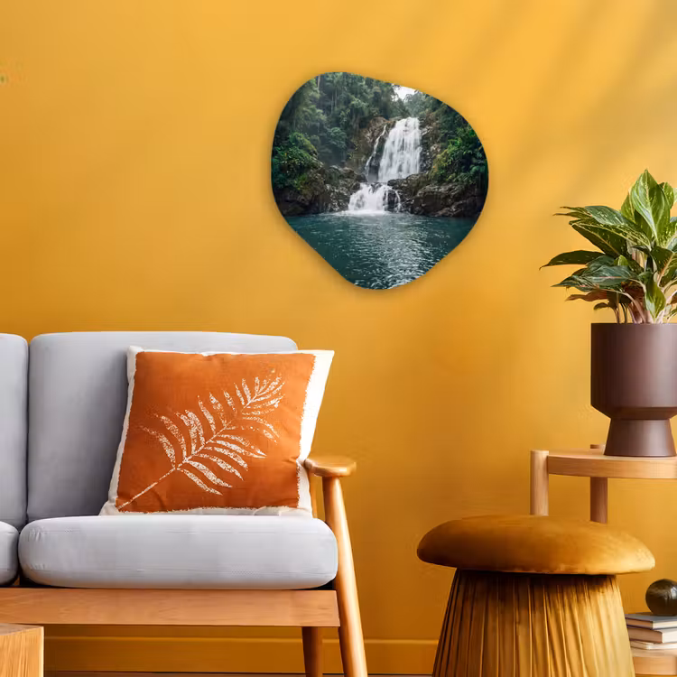 Waterfall - Forest - Nature - Greenkhgyguyg Wandcirkel Organisch Forex 3mm klein -sfeer4