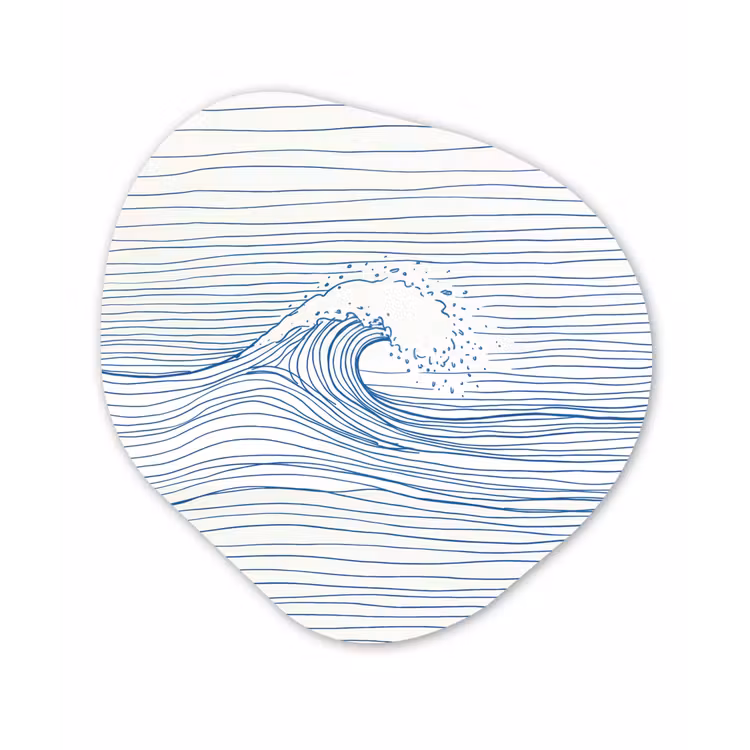 Golf - Brekende - Natuur - Minimalistisch - Blauw Wandcirkel Organisch Forex 3mm klein -3d