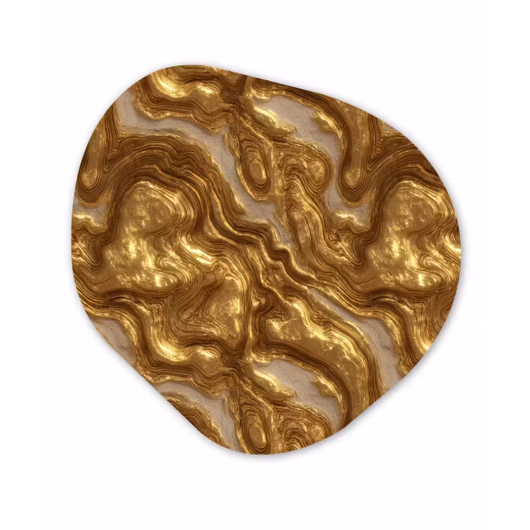 Golven - Organisch - Goud - Crème Wandcirkel Organisch Forex 3mm klein 629 -3d