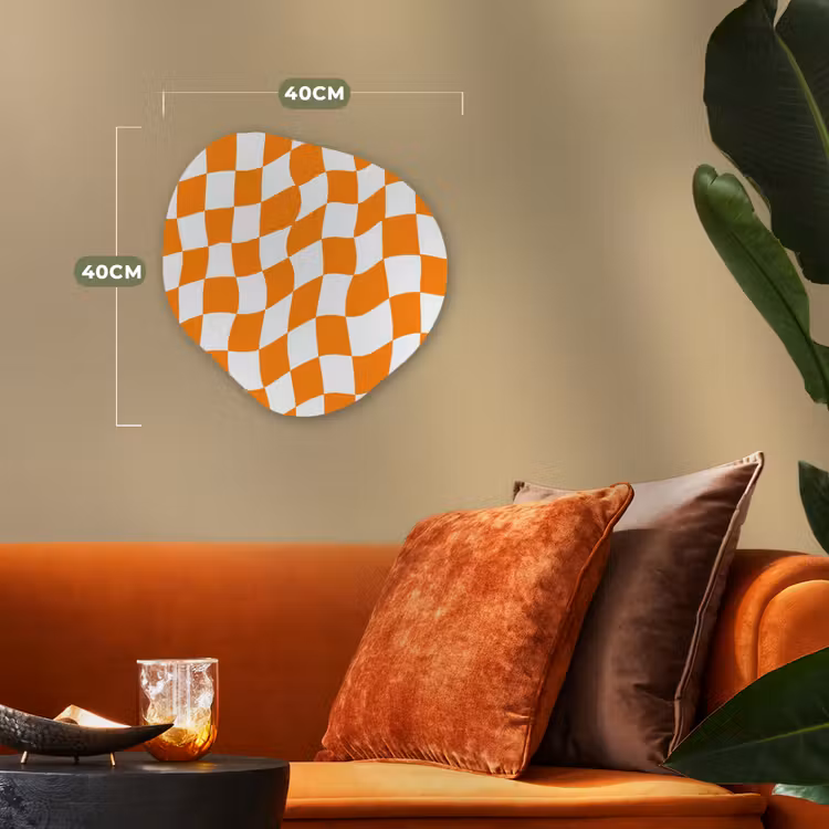 Golvend - Patroon - Oranje Wandcirkel Organisch Forex 3mm klein 629 -sfeer3