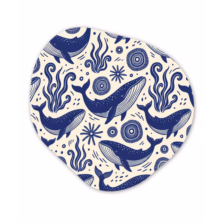 Walvis - Onderwater - Dieren - Abstract - Blauw Wandcirkel Organisch Forex 3mm klein -3d