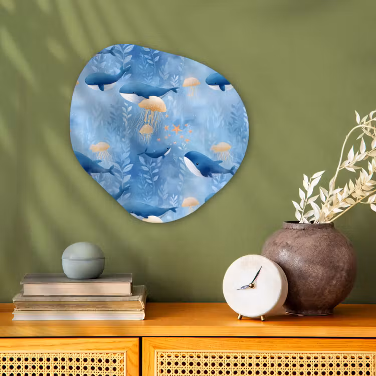 Walvissen - Oceaan - Blauw Wandcirkel Organisch Forex 3mm klein 629 -sfeer2