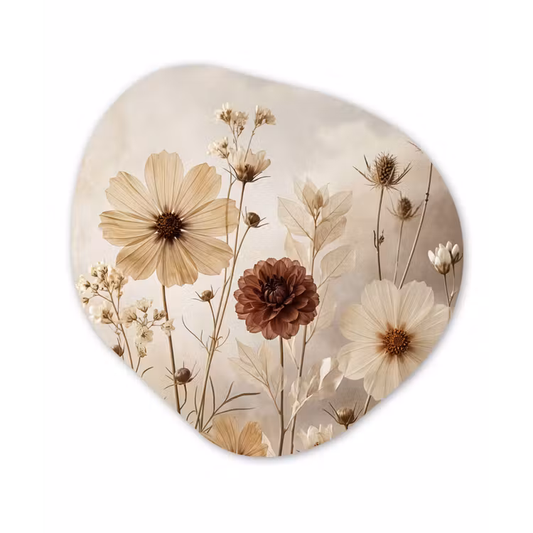 Wilde bloemen - Botanisch - Vintage - Natuur - Rustiek Wandcirkel Organisch Forex 3mm klein -3d