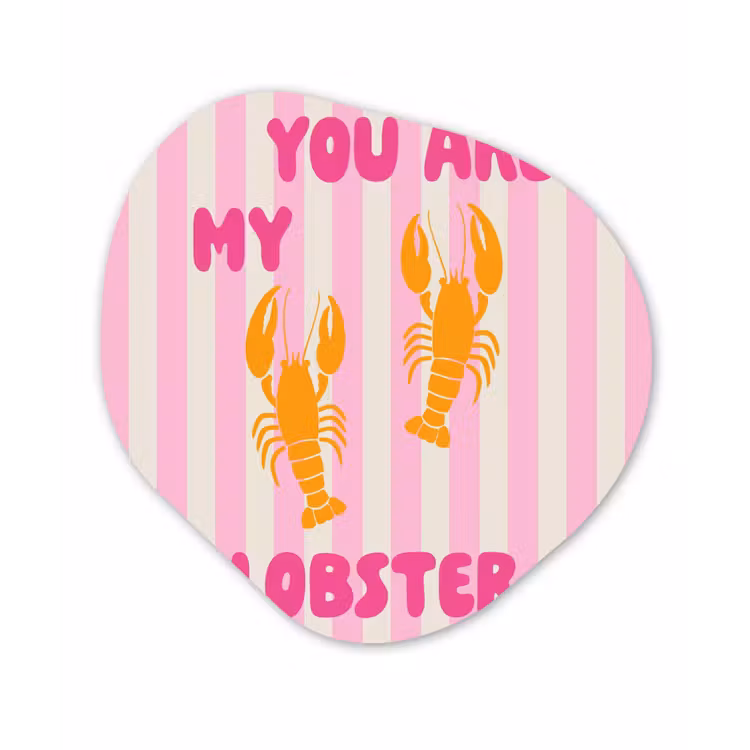 Lobster - Love - Valentijn Wandcirkel Organisch Plexiglas middel -3d