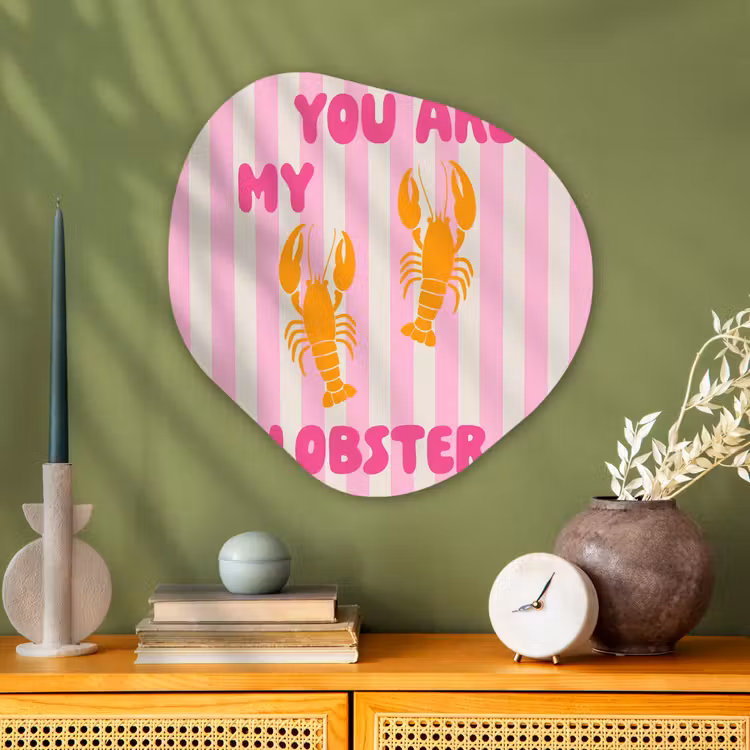 Lobster - Love - Valentijn Wandcirkel Organisch Plexiglas middel -sfeer2