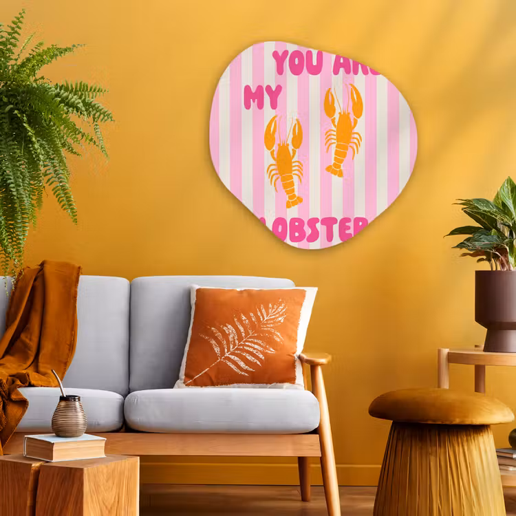 Lobster - Love - Valentijn Wandcirkel Organisch Plexiglas middel -sfeer4
