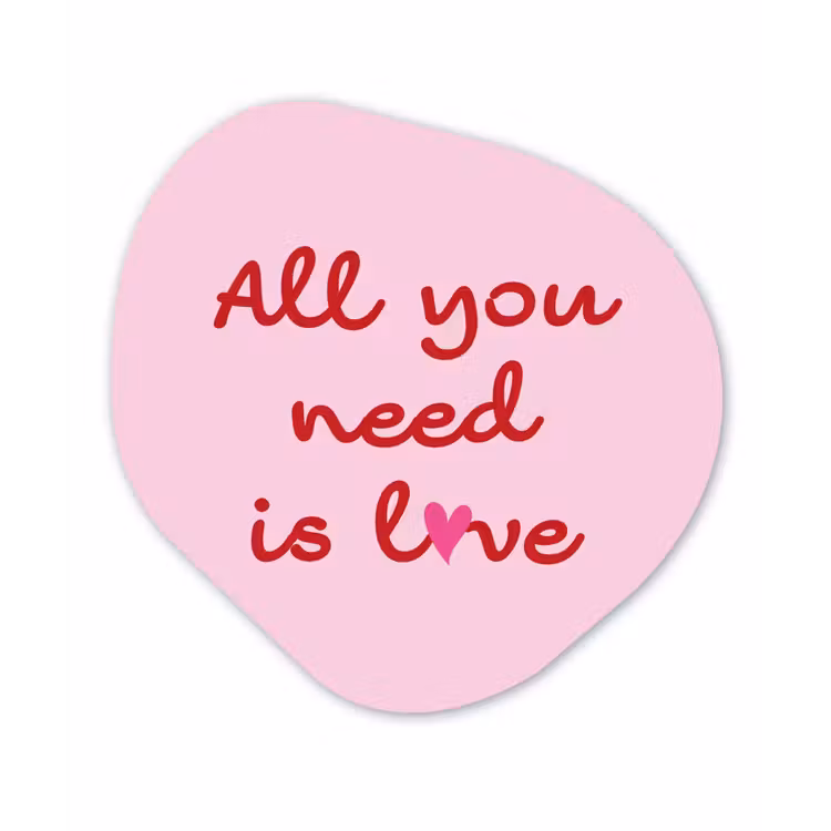 Tekst - Roze - Love - Hart Wandcirkel Organisch Plexiglas middel -3d