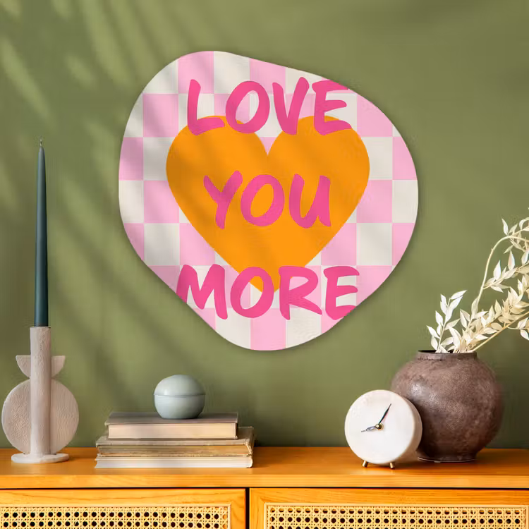 Valentijn - Love - Roze - Oranje Wandcirkel Organisch Plexiglas middel -sfeer2