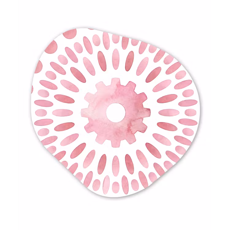 Abstract - Vormen - Patroon - Aquarel - Roze Wandcirkel Organisch Aluminium middel -3d