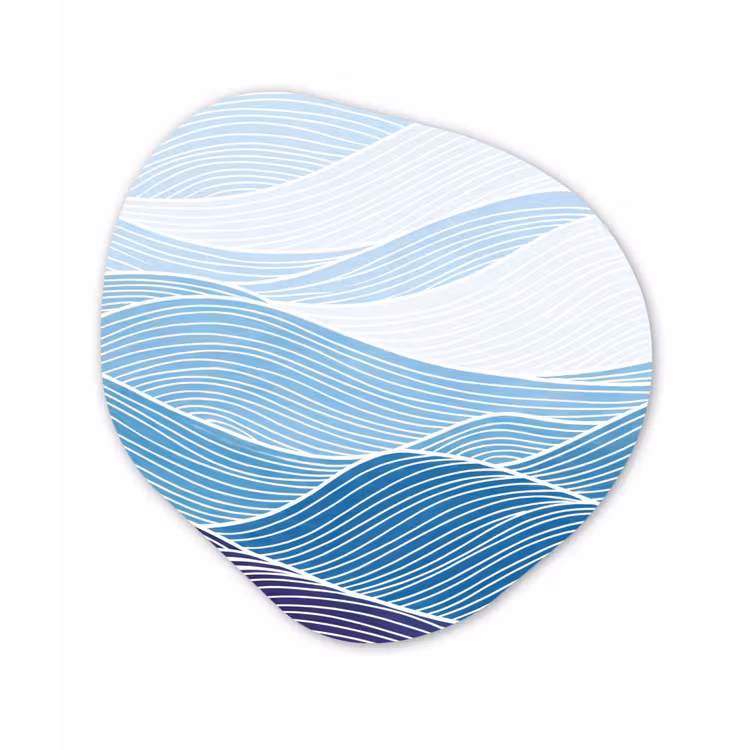 Abstract - Golven - Patroon - Blauw - Modern Wandcirkel Organisch Aluminium middel -3d