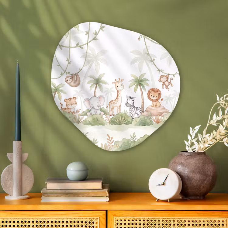 Dieren - Jungle - Pastel Wandcirkel Organisch Aluminium middel -sfeer2