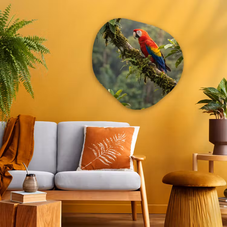Ara - Jungle - Rood Wandcirkel Organisch Aluminium middel -sfeer4