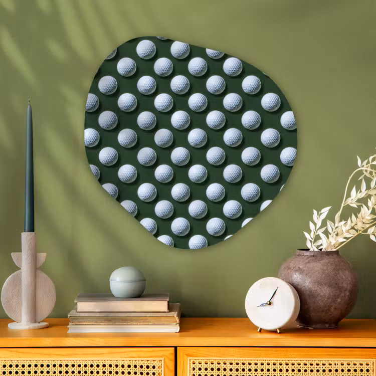 Ballen - Golf - Groen Wandcirkel Organisch Aluminium middel 851 -sfeer2