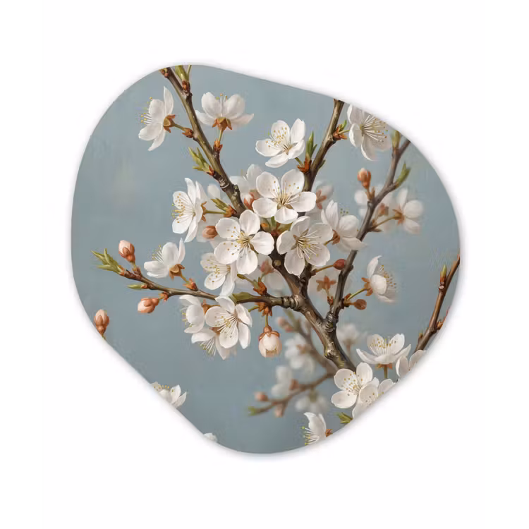 Botanisch - Stilleven - Blauw Wandcirkel Organisch Aluminium middel -3d