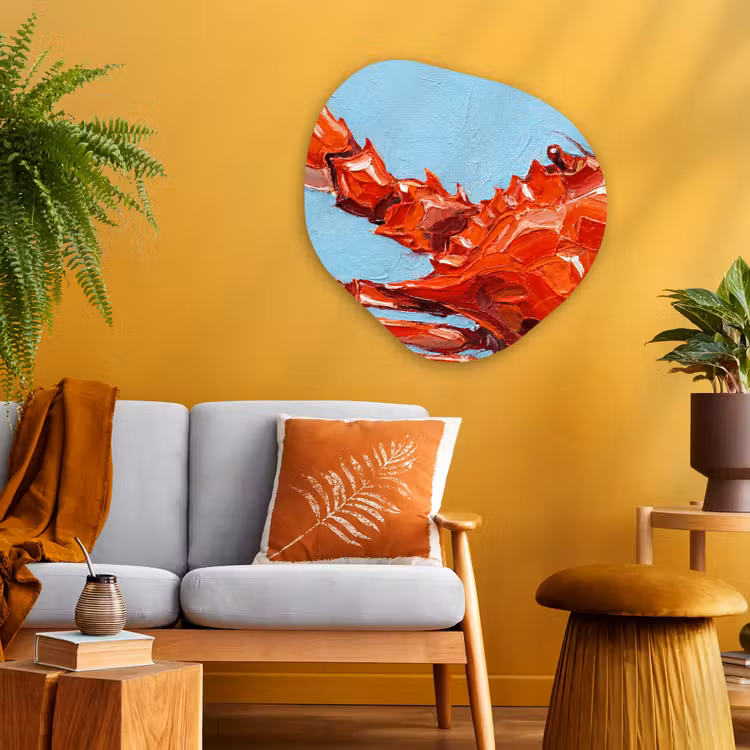 Krab - Zee - Dieren - Abstract - Rood Wandcirkel Organisch Aluminium middel -sfeer4
