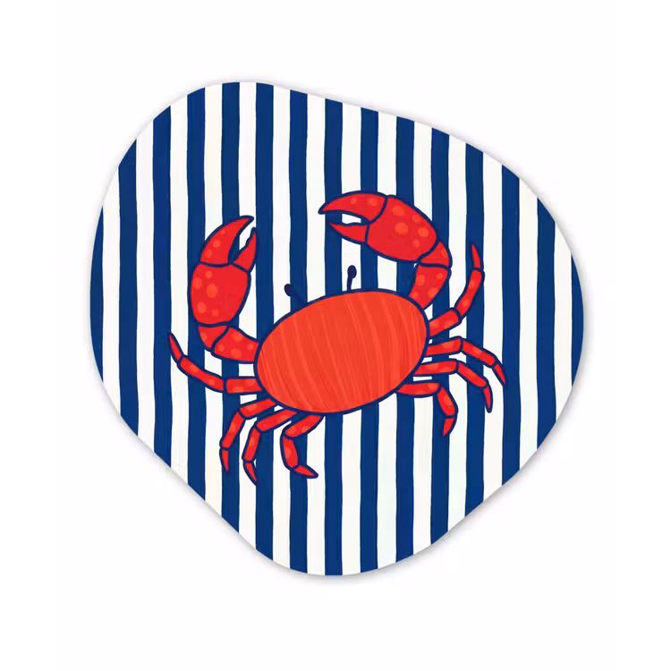 Krab - Strepen - Zeeleven - Illustratie - Rood Wandcirkel Organisch Aluminium middel -3d