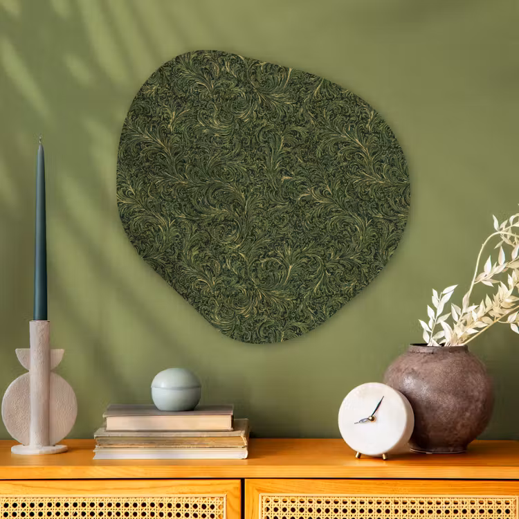 Donker - Groen - Krullend - Botanisch Wandcirkel Organisch Aluminium middel 851 -sfeer2