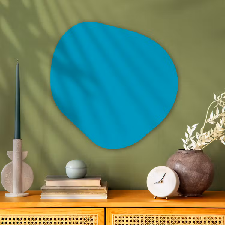 Deep - Turquoise - Turkoois Wandcirkel Organisch Aluminium middel 851 -sfeer2