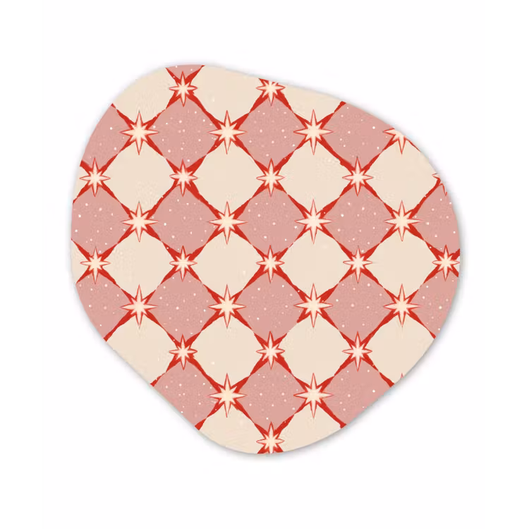 Ruiten - Sterren - Vintage - Oudroze - Rood Wandcirkel Organisch Aluminium middel 851 -3d