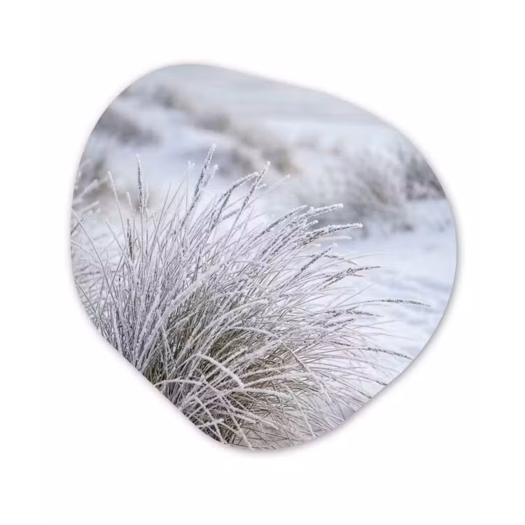 Duinen - Sneeuw - Strand - Winter - Serene Wandcirkel Organisch Aluminium middel -3d