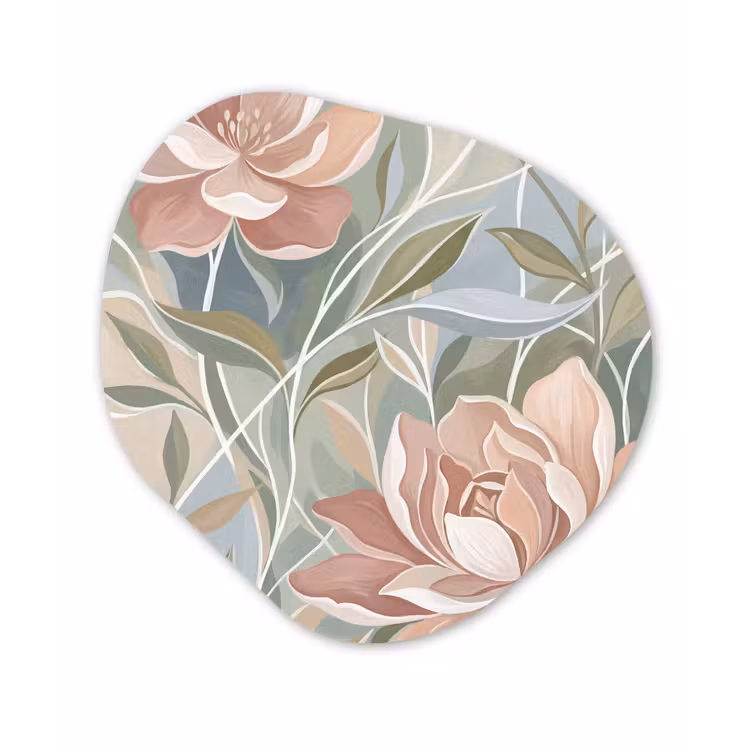 Elegant - Romantiek - Roze Wandcirkel Organisch Aluminium middel -3d