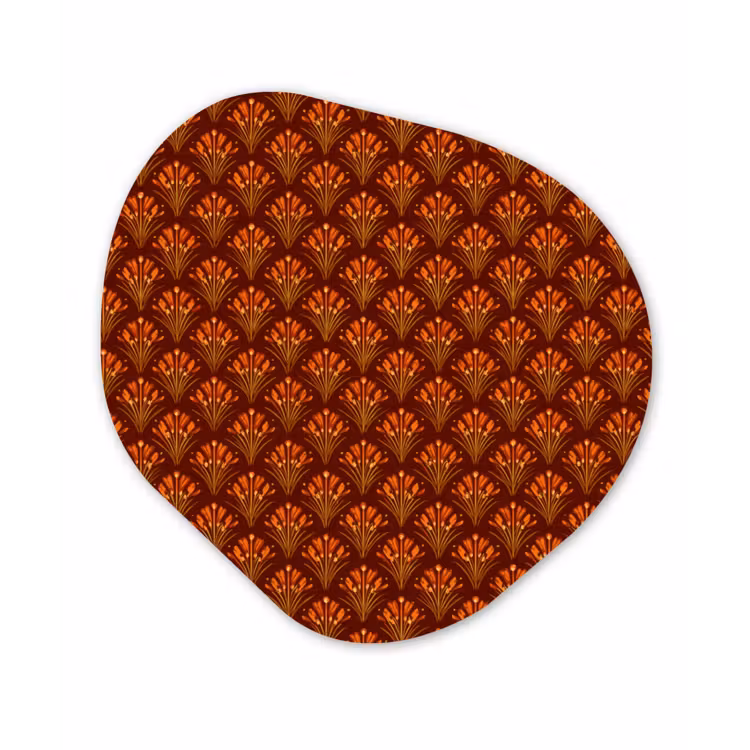 Waaiers - Art Deco - Botanisch - Roestbruin - Oranje Wandcirkel Organisch Aluminium middel 851 -3d