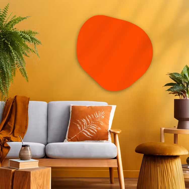 Fiery - Tangerine - Oranje Wandcirkel Organisch Aluminium middel 851 -sfeer4