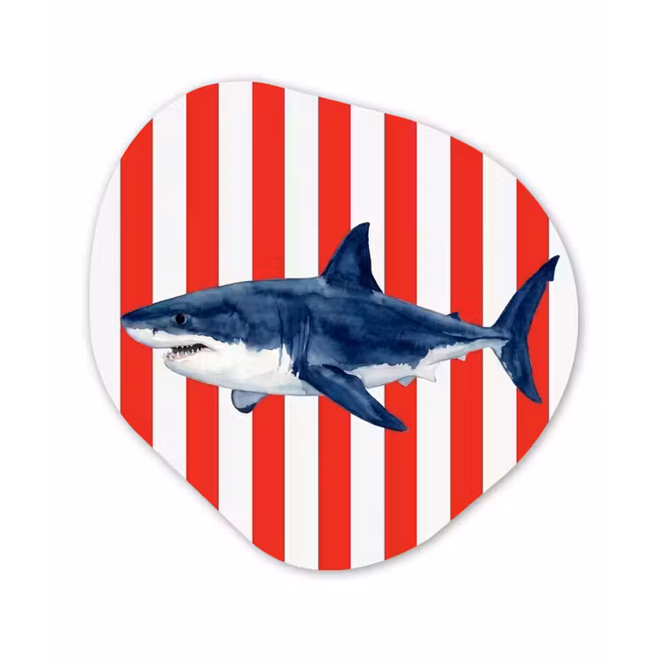 Vis - Haai - Zee - Illustratie - Blauw Wandcirkel Organisch Aluminium middel -3d
