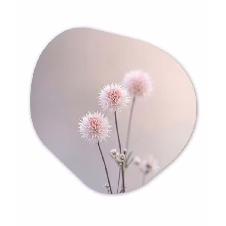 Bloemen - Bollen - Roze Wandcirkel Organisch Aluminium middel -3d