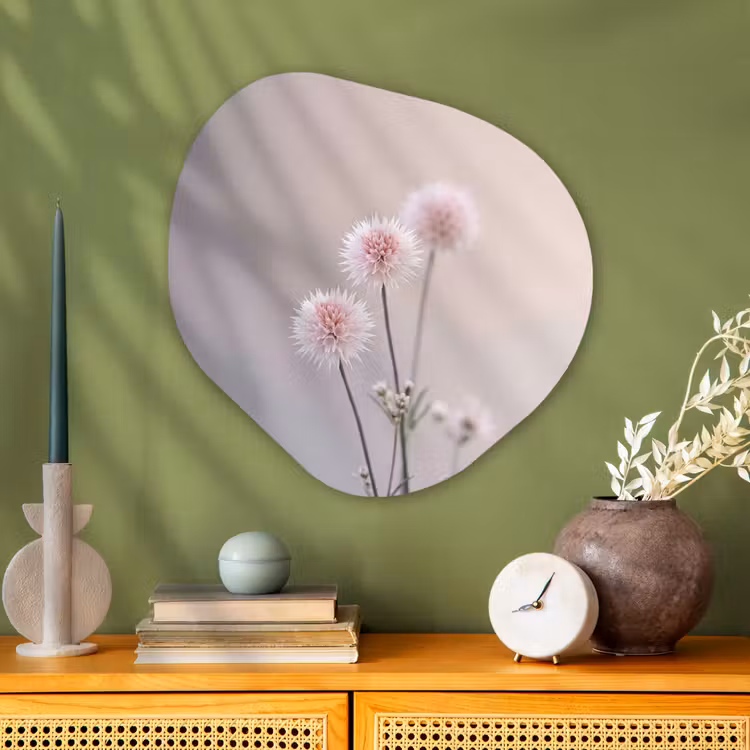 Bloemen - Bollen - Roze Wandcirkel Organisch Aluminium middel -sfeer2