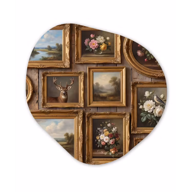 Bloemen - Rozen - Klassiek - Vaas - Kleurrijk Wandcirkel Organisch Aluminium middel -3d