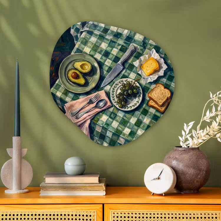 Eten - Ontbijt - Tafel - Modern - Groen Wandcirkel Organisch Aluminium middel -sfeer2