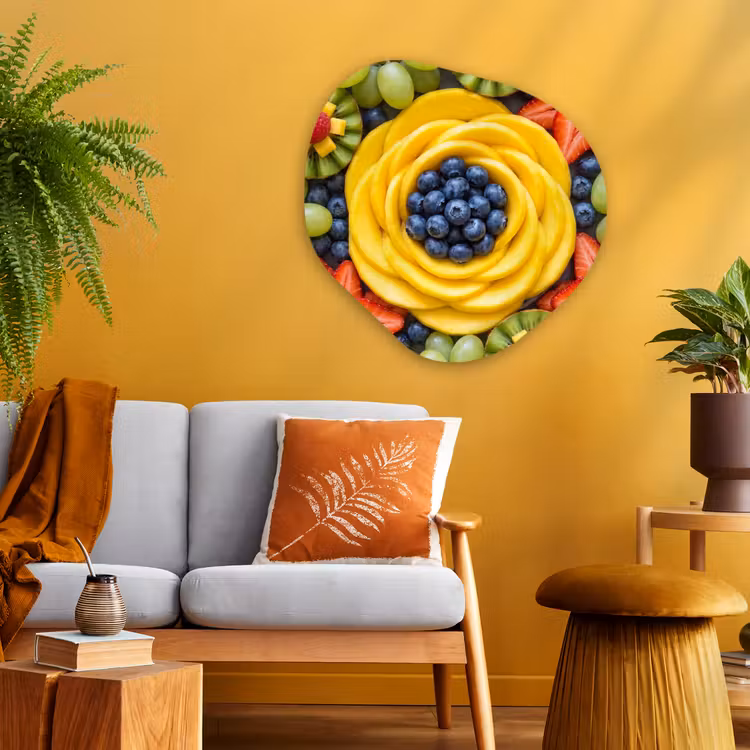 Fruit - Arrangement - Gezond - Kleurrijk - Eten Wandcirkel Organisch Aluminium middel -sfeer4